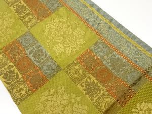 本場筑前博多市松に草葉模様織出し名古屋帯